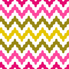 Colorful zigzag seamless pattern in pink and green, vector