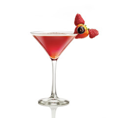 cocktail with strawberry and raspberries