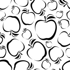 Seamless background with apples silhouettes. Vector illustration