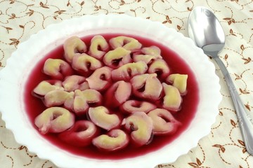 Polish red borscht with uszka - obrazy, fototapety, plakaty