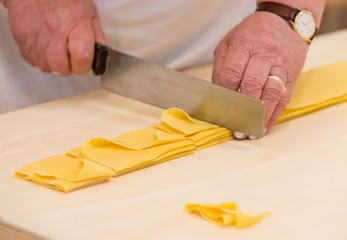 Pasta all'uovo fatta in casa, fuoco selettivo