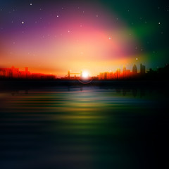 abstract background with silhouette of London