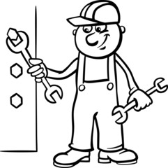 worker with wrench coloring page