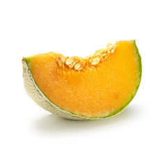 slice of melon isolated on white with shadow
