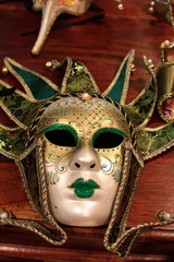beautiful venetian carnival masks decorated with many colors