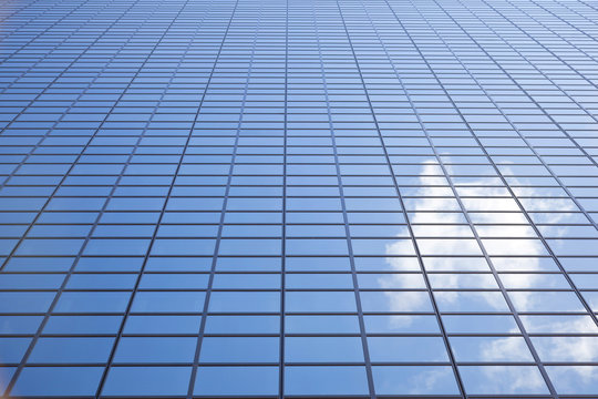 sky reflected in facade of Delftse Poort in Rotterdam