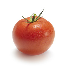 Tomato isolated on white background with shadow.