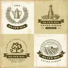Vintage olive oil labels set