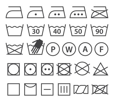 Set of washing symbols (Laundry icons)
