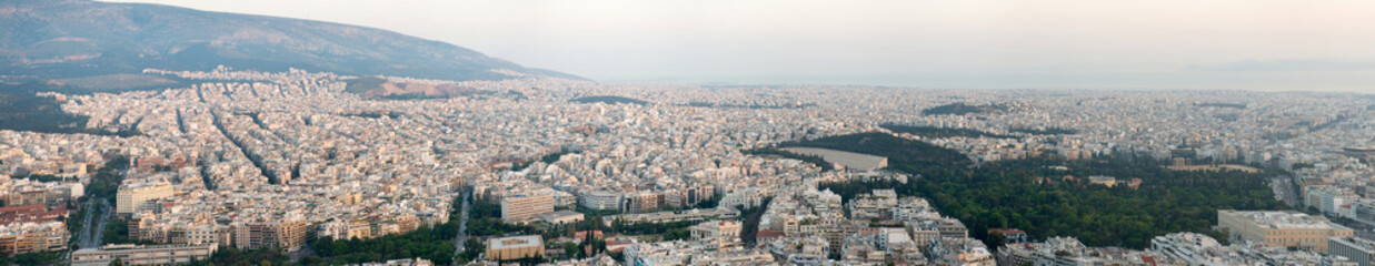 View of Athens at sunset from Lycabettus hill