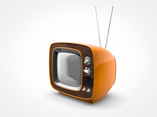 Vintage orange TV in perspective view