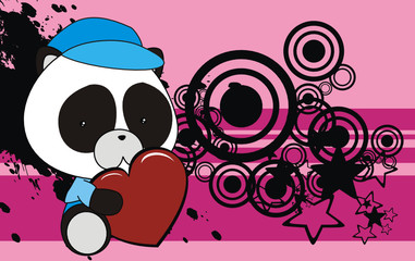 panda bear baby cartoon love heart background0