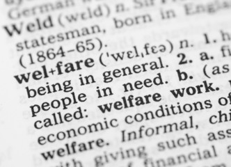 Macro image of dictionary definition of welfare