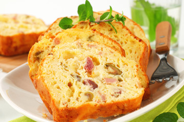 Savory ham and olive cake