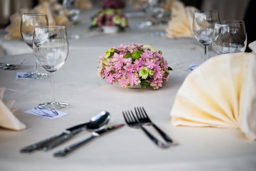 Wedding table setting in the garden