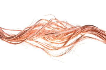 Copper wire isolated on white background 