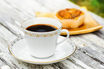 Cup of coffe white danish at roadstop