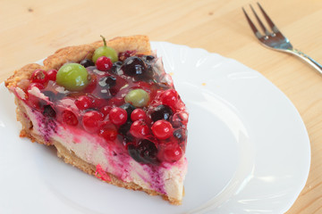 Home-made berry cheesecake on a plate