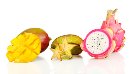 Composition of exotic fruits isolated on white