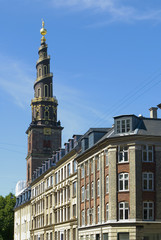 Obraz premium Spiral tower of the Church of Our Saviour, Copenhagen, Denmark.