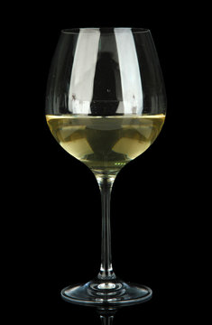 Glass Of White Wine, Isolated On Black