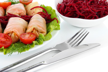 Stuffed cabbage rolls isolated on white