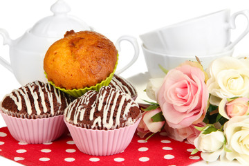 Sweet cupcakes close up