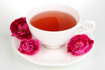 Rose tea isolated on white