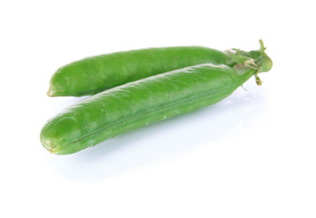 Sweet green peas isolated on white