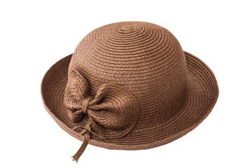 Fashionable and stylish, brown ladies hat on a white background