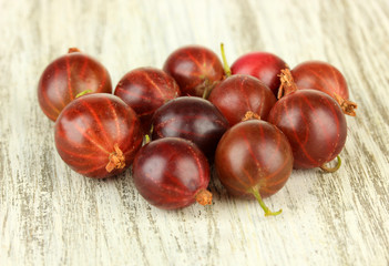 Fresh gooseberries on table close-up