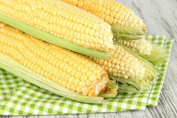 Fresh corn vegetable on wooden table