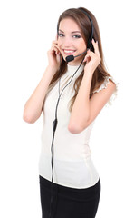 Call center operator isolated on white