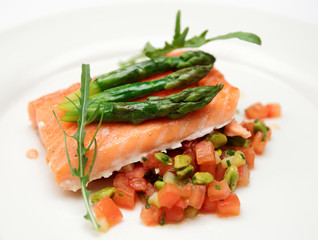 Slow cooked salmon steak