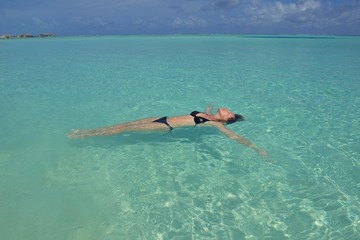 happy woman enjoy  summer time