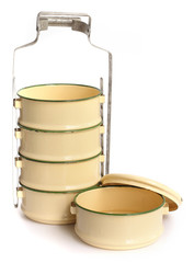 old food carrier isolated on white background