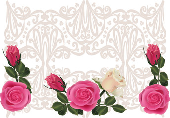light decoration and pink roses illustration