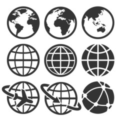 Earth vector icons set. Credit : NASA