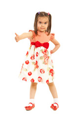 Beauty girl giving thumbs