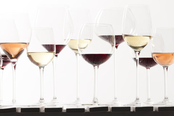 still life of wine glasses with wine