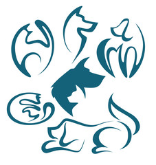 cats and dogs, vector animal collection