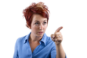 young redhead waitress reacting to stress