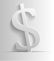 White dollar symbol on white background