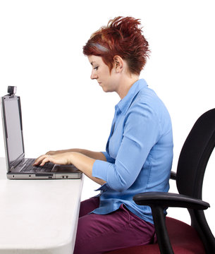 Young Woman Demonstrating Office Desk Posture