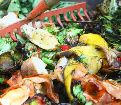 aérer les déchets du compost avec un râteau 