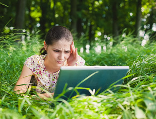 woman is using a laptop