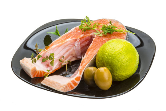 Raw Salmon steak