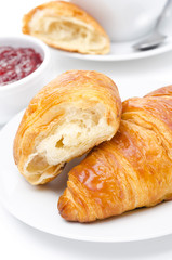 fresh croissant in a cut close-up for breakfast
