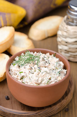pate of smoked fish with sour cream, herbs and toasted bread