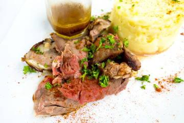 juice roasted lamb and potatoes